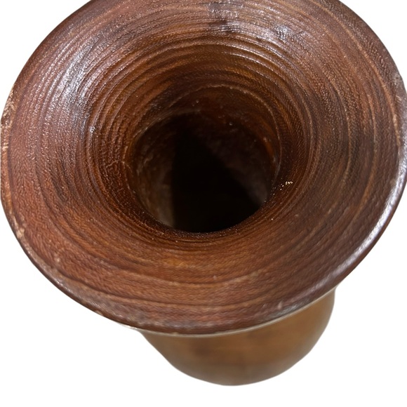 Vintage Hand Turned Wooden Vase 10" Tall MCM Rustic - Picture 3 of 4